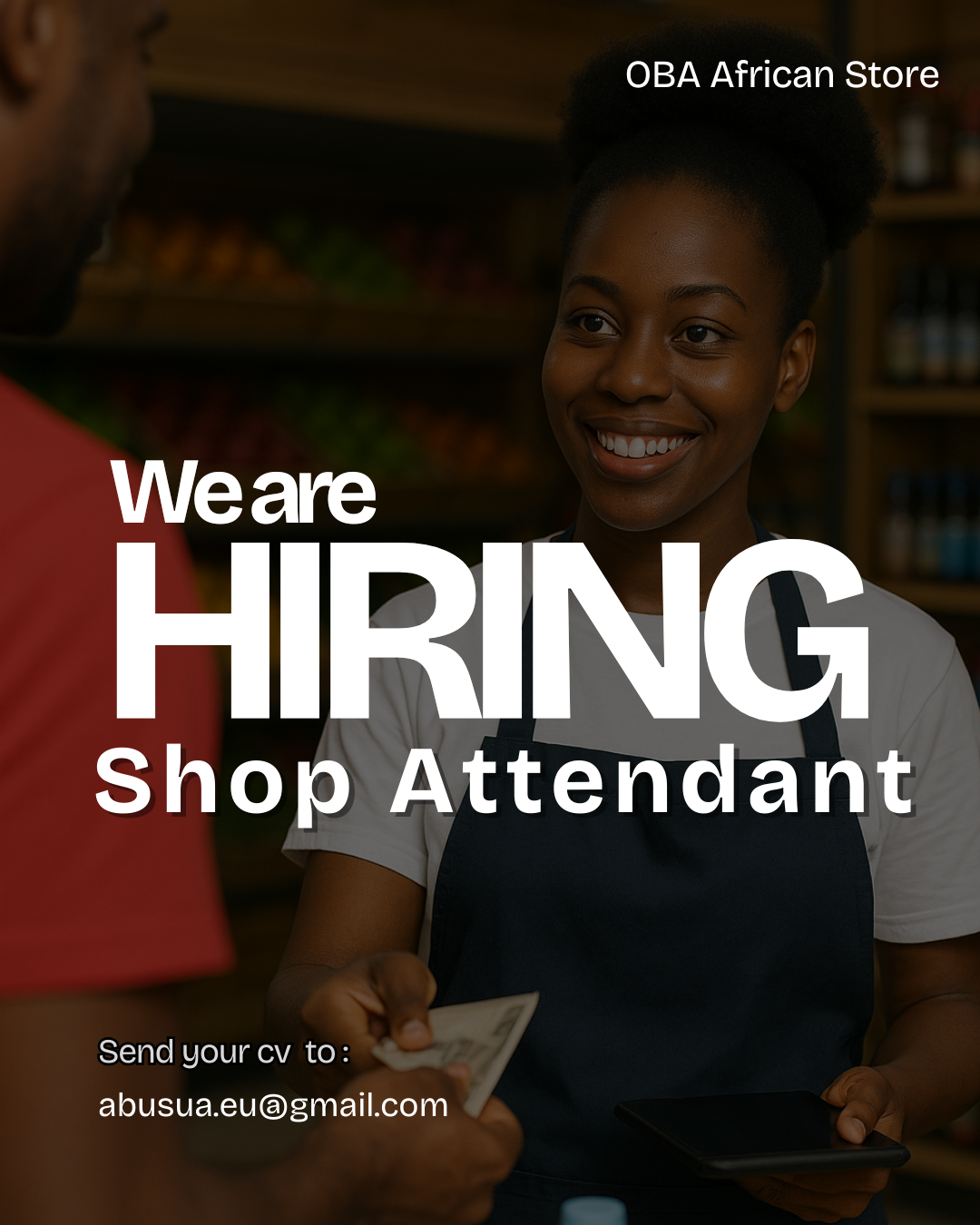 We are hiring Shop Attendant