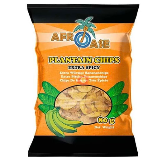 Plantain Chips Extra Spicy 80g AFROASE